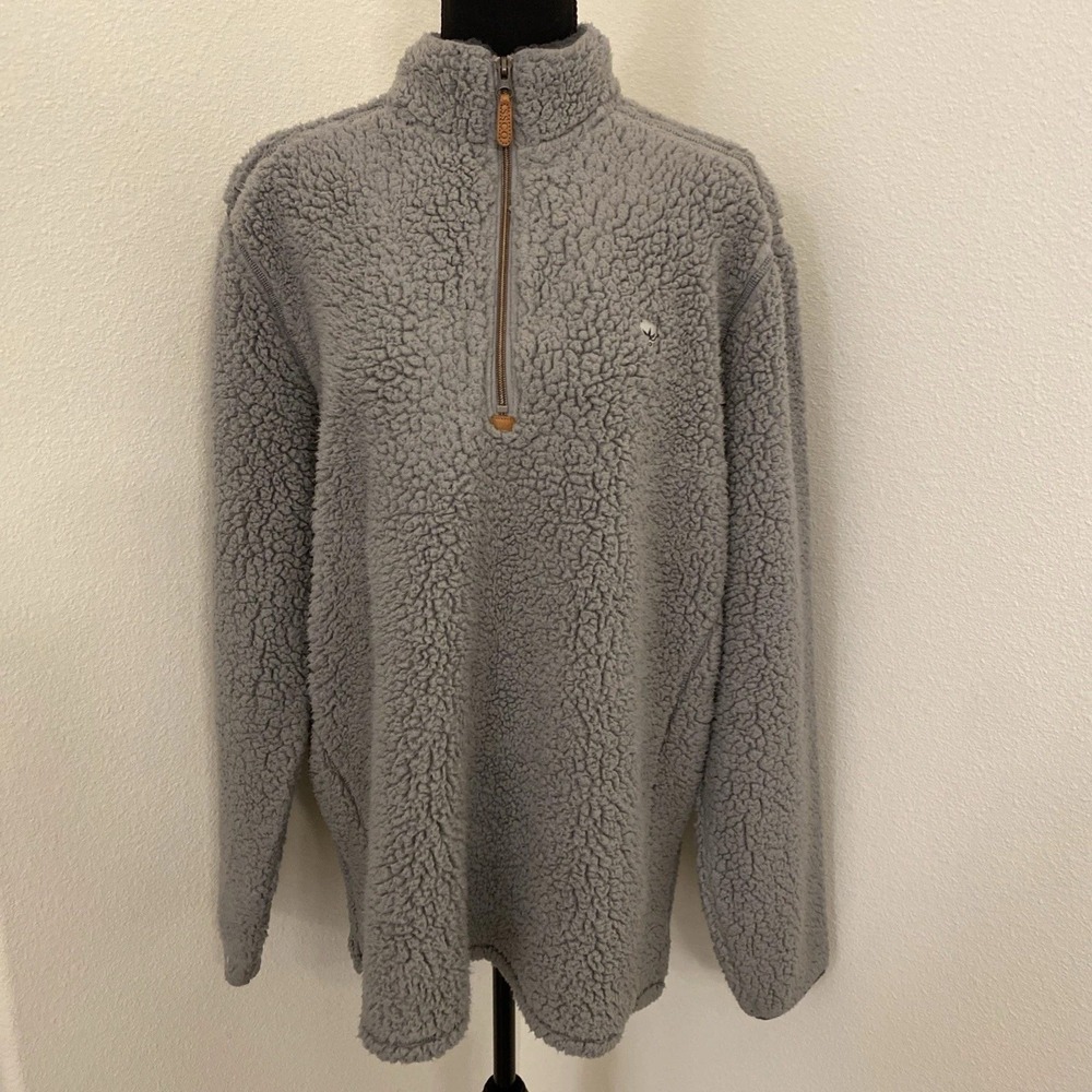 Southern Shirt Sweater L Gray 1/4 Zip Pullover Mock Neck Faux Sherpa Fleece Cozy